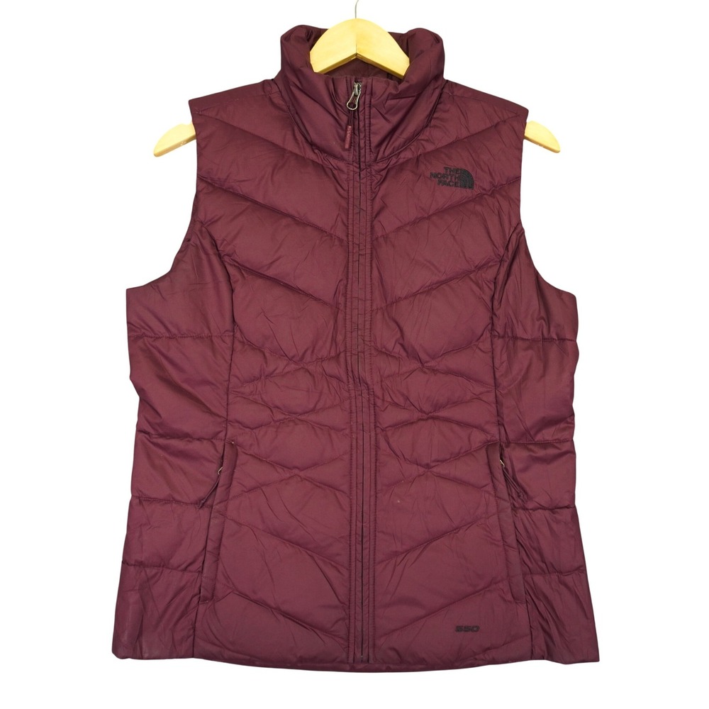 The North Face Aconcagua Vest Womens M Burgundy Down Puffer Quilted Full Zip